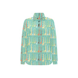 Giraffe Pattern Print Design 01 Women's Long Sleeve Polo Shirt
