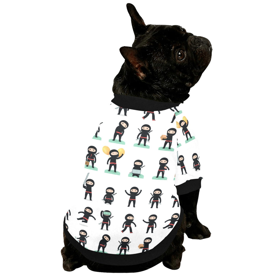 Cute ninja katana sword pattern All Over Print Pet Dog Round Neck Fuzzy Shirt
