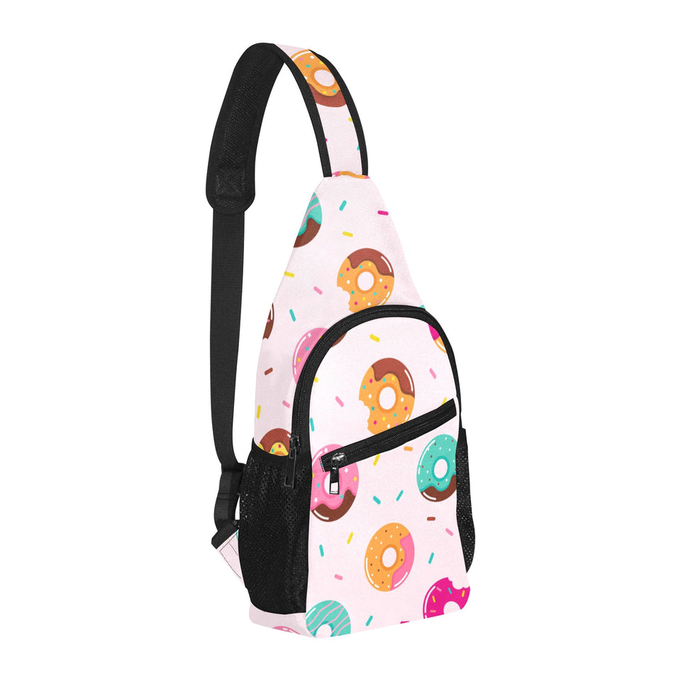 Donut pattern glaze pink background All Over Print Chest Bag