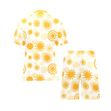 Sun design pattern Men's V-Neck Short Pajama Set