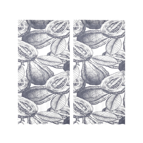 Guava tropical hand drawn pattern Gauze Curtain