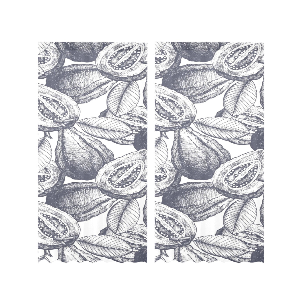 Guava tropical hand drawn pattern Gauze Curtain