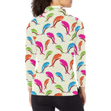 Colorful Chameleon lizard pattern Women's Long Sleeve Polo Shirt