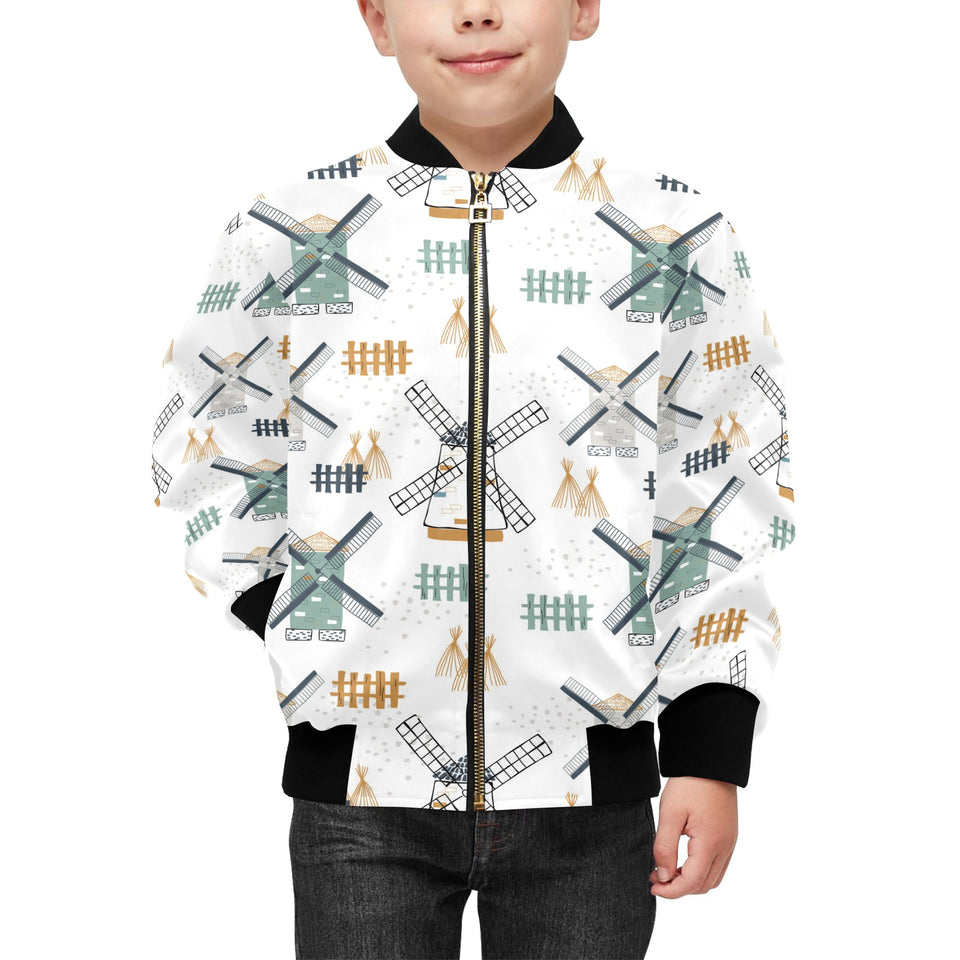 windmill pattern Kids' Boys' Girls' Bomber Jacket