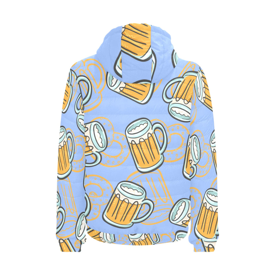 Beer pattern Men's Padded Hooded Jacket