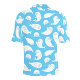 Cute white sea lion seals pattern Men's All Over Print Polo Shirt