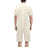 Jack Russel Pattern Print Design 02 Men's V-Neck Short Pajama Set