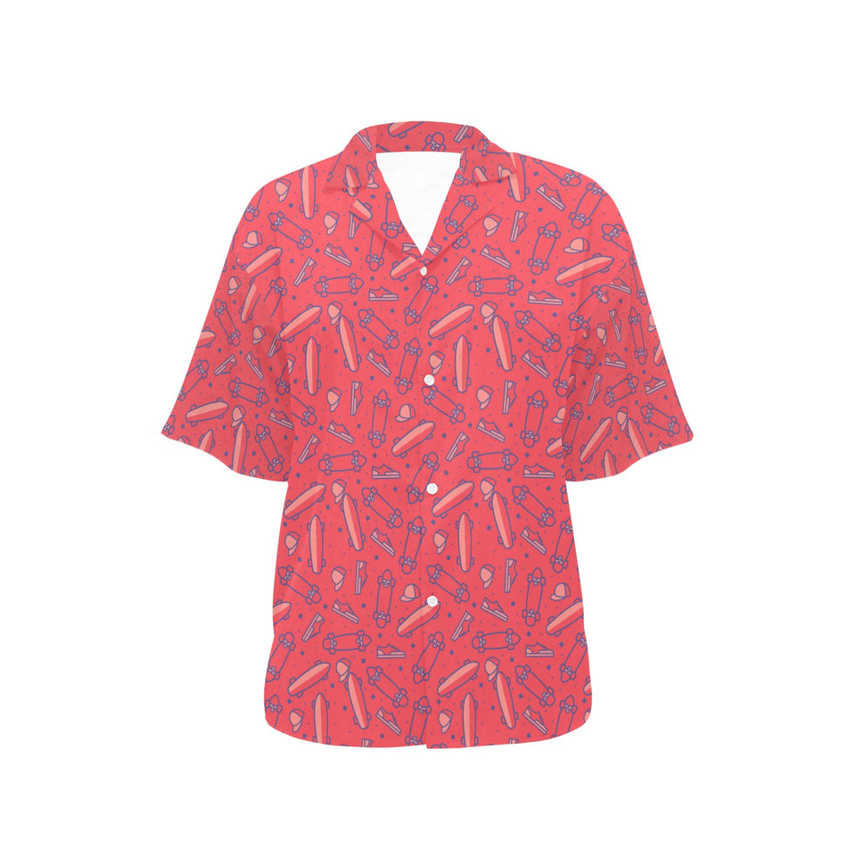 Skate Board Pattern Print Design 01 Women's All Over Print Hawaiian Shirt