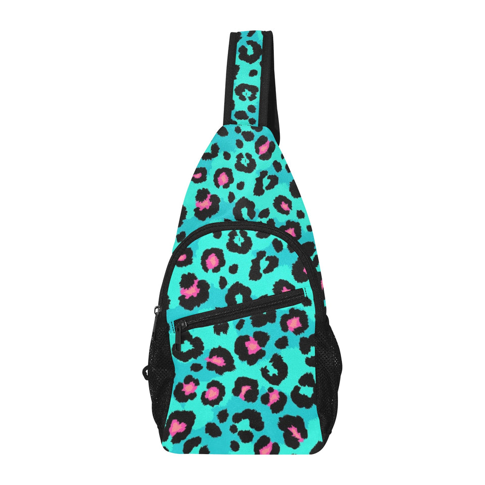 Green leopard skin print pattern All Over Print Chest Bag