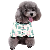Pink lotus waterlily leaves pattern All Over Print Pet Dog Round Neck Fuzzy Shirt