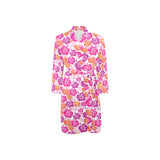 Hibiscus Pattern Print Design 01 Men's Long Sleeve Belted Night Robe