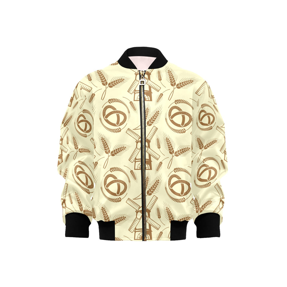 Windmill Wheat pattern Kids' Boys' Girls' Bomber Jacket