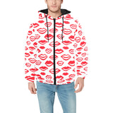 Lips Pattern Print Design 05 Men's Padded Hooded Jacket