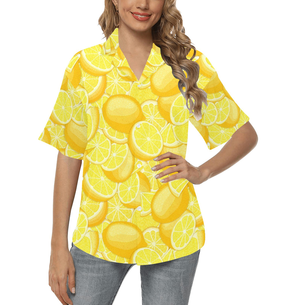 lemon pattern Women's All Over Print Hawaiian Shirt