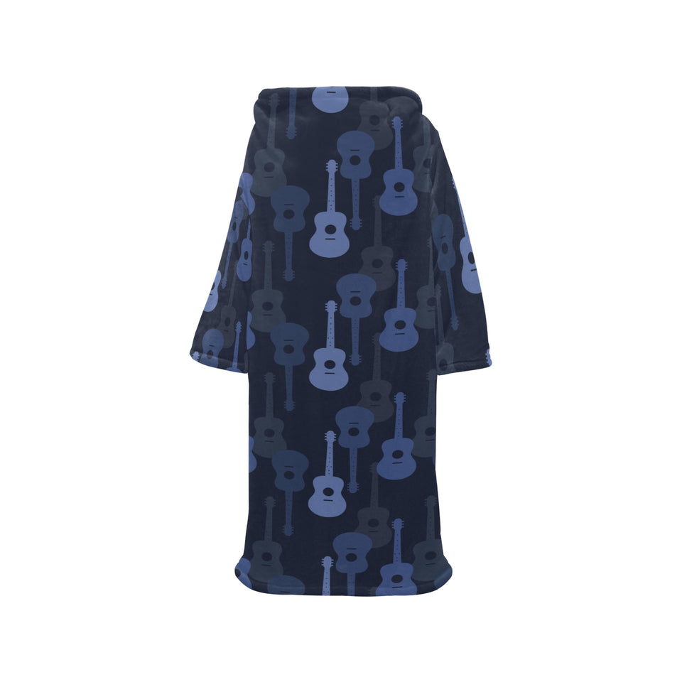 Blue Theme guitar pattern Blanket Robe with Sleeves