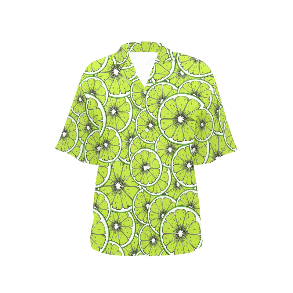 Slices of Lime design pattern Women's All Over Print Hawaiian Shirt