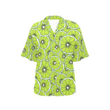 Slices of Lime design pattern Women's All Over Print Hawaiian Shirt