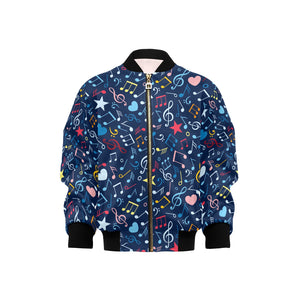 Music Notes Pattern Print Design 03 Kids' Boys' Girls' Bomber Jacket