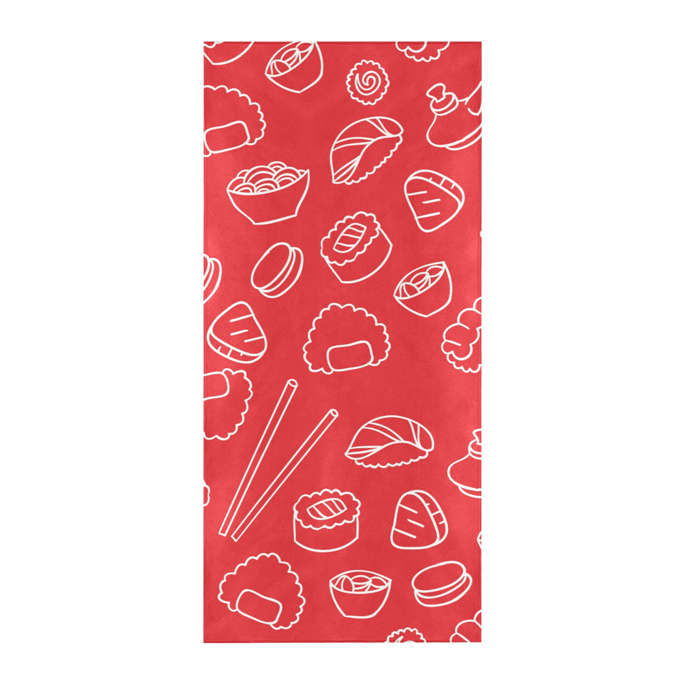 sushi pattern red background Beach Towel