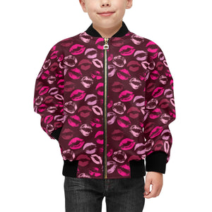 Lips Pattern Print Design 03 Kids' Boys' Girls' Bomber Jacket