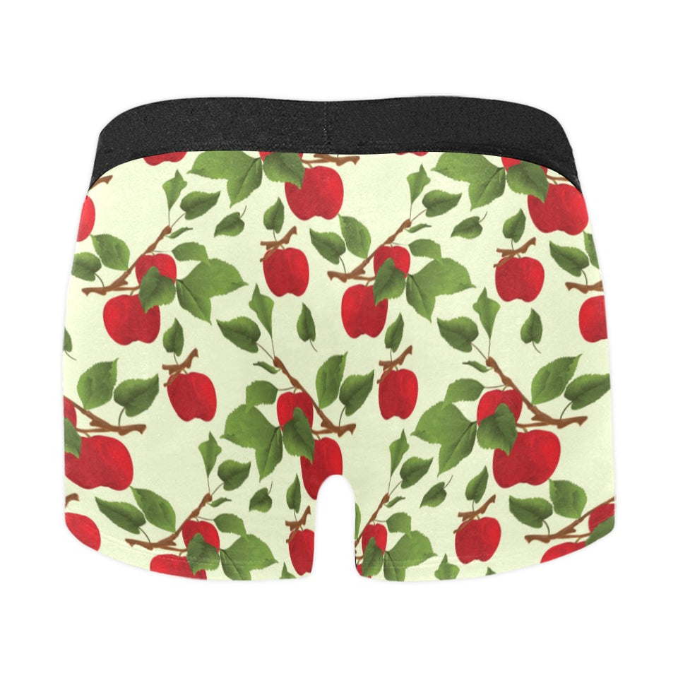 Red apples leaves pattern Men's All Over Print Boxer Briefs Men's Underwear