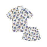 Snail Pattern Print Design 05 Kids' Boys' Girls' V-Neck Short Pajama Set