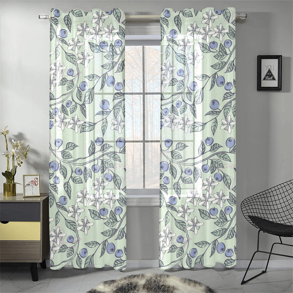 hand drawn blueberry pattern Gauze Curtain