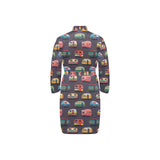 Camper Van Pattern Print Design 02 Men's Long Sleeve Belted Night Robe