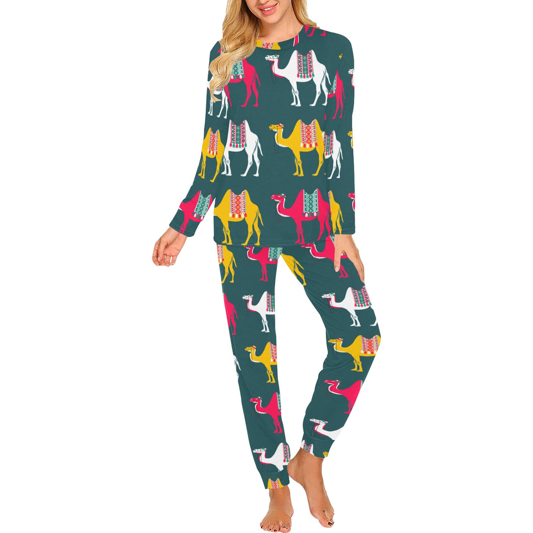 Camel pattern Women's All Over Print Pajama Set
