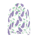 Eggplant Pattern Print Design 05 Men's Padded Hooded Jacket