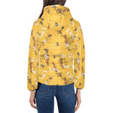 Bee flower pattern Women's Padded Hooded Jacket