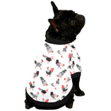 Cool rooster chicken cock floral ornament backgrou All Over Print Pet Dog Round Neck Fuzzy Shirt