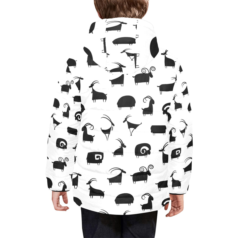 Goat ram pattern Kids' Boys' Girls' Padded Hooded Jacket
