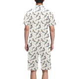 Pigeon Pattern Print Design 04 Men's V-Neck Short Pajama Set