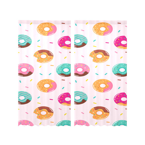 Donut pattern glaze pink background Gauze Curtain