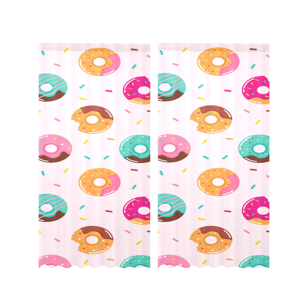 Donut pattern glaze pink background Gauze Curtain