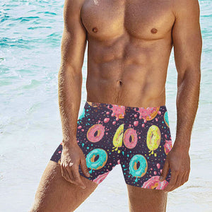 Colorful donut glaze pattern Men's Swimming Trunks