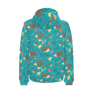 Hedgehog Pattern Print Design 01 Men's Padded Hooded Jacket