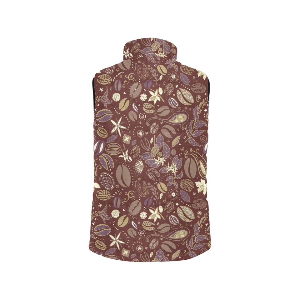 Coffee bean flower pattern Women's Padded Vest