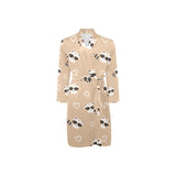 Cute raccoon heart pattern Men's Long Sleeve Belted Night Robe