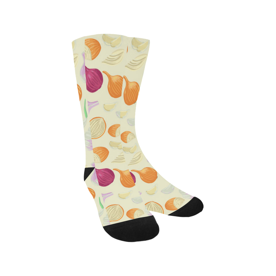 Onion garlic white red pattern Crew Socks