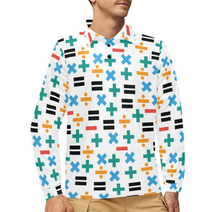 Math Pattern Print Design 05 Men's Long Sleeve Polo Shirt