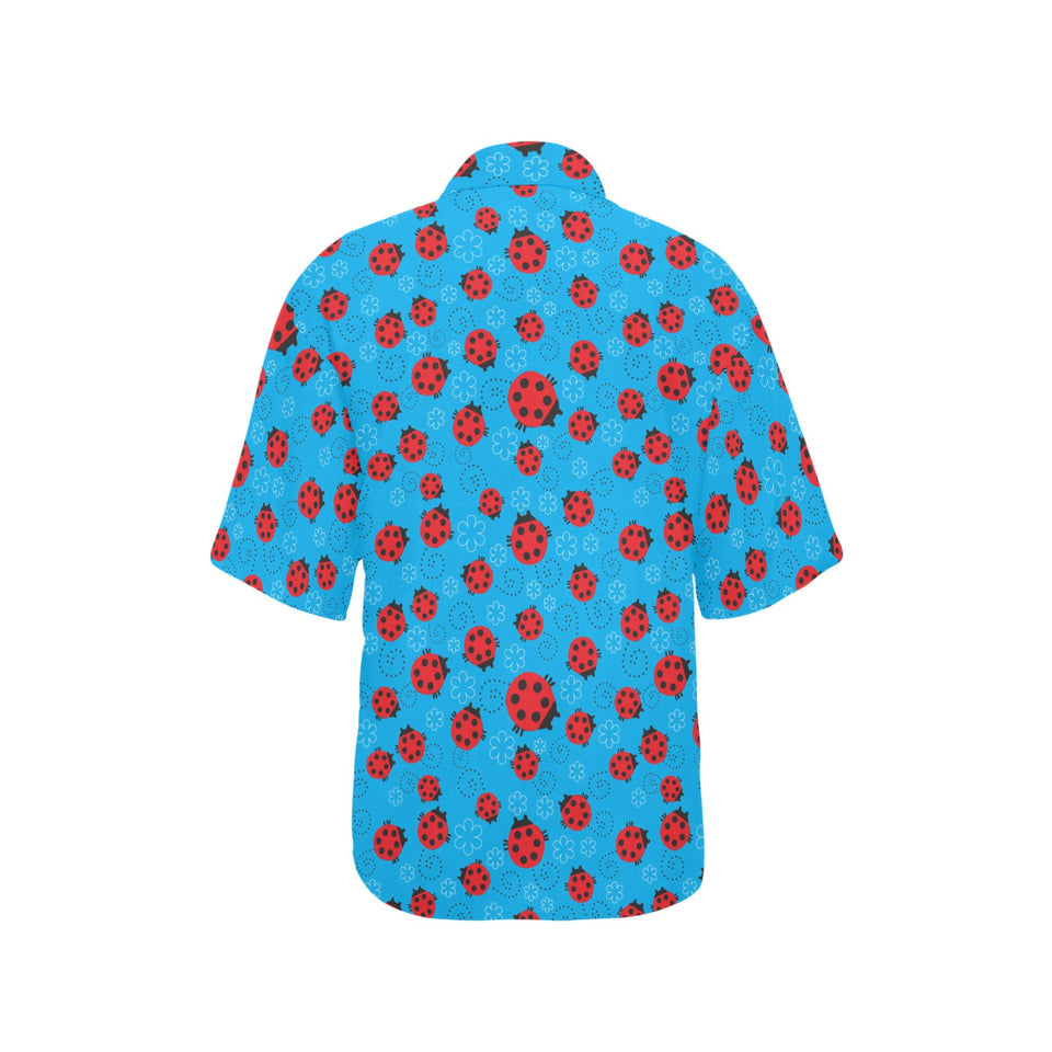 Ladybug Pattern Print Design 02 Women's All Over Print Hawaiian Shirt