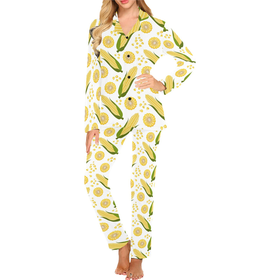 Corn Pattern Print Design 05 Women's Long Pajama Set