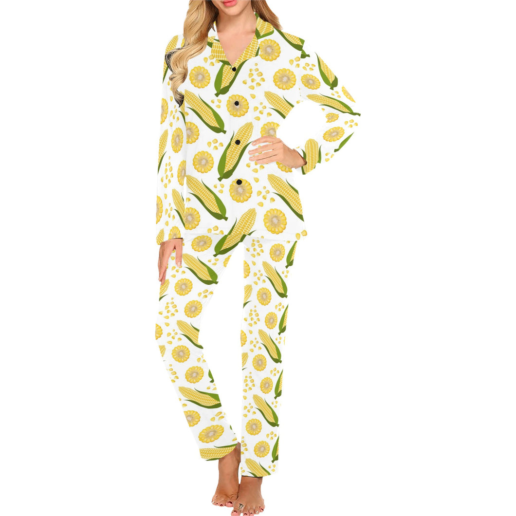 Corn Pattern Print Design 05 Women's Long Pajama Set