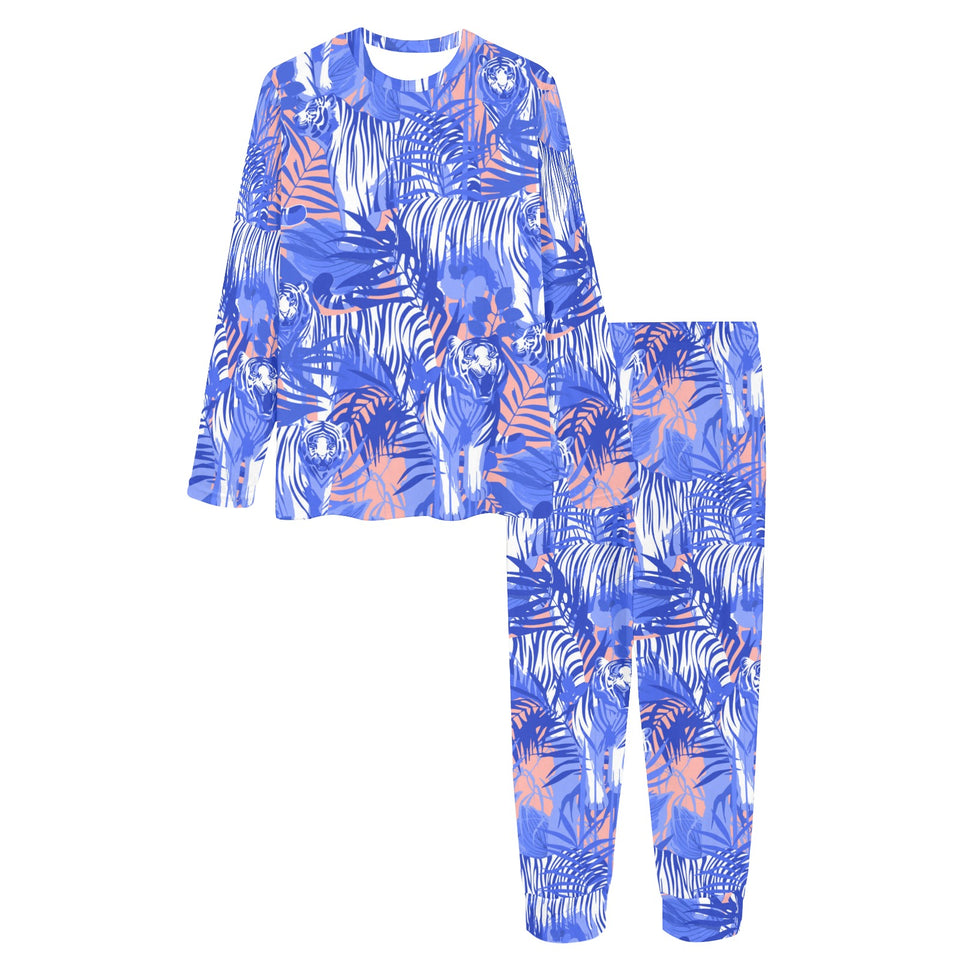 white bengal tigers pattern Women's All Over Print Pajama Set