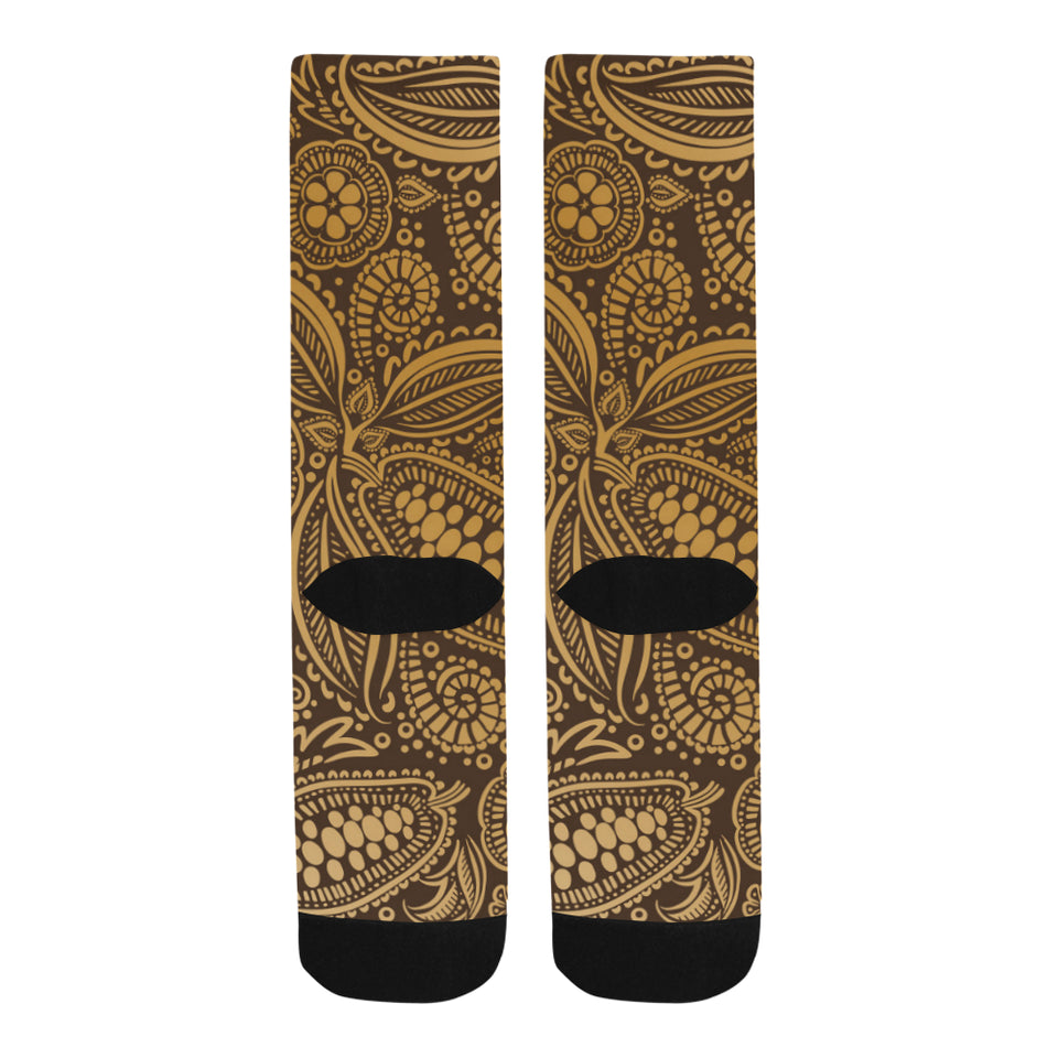 cacao beans tribal polynesian pattern background Crew Socks
