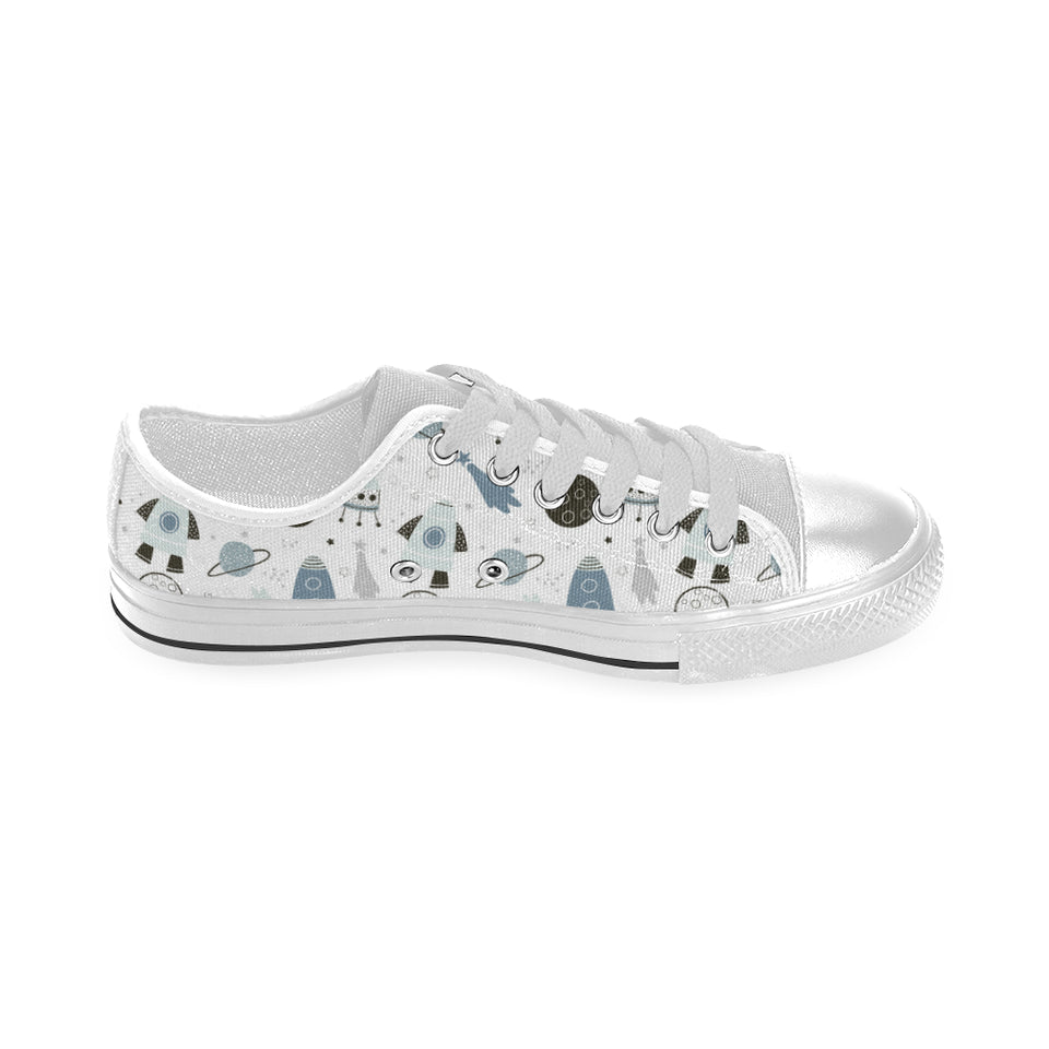 Hand drawn space elements space rocket star planet Men's Low Top Shoes White