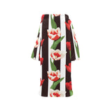 red and white tulips pattern Blanket Robe with Sleeves