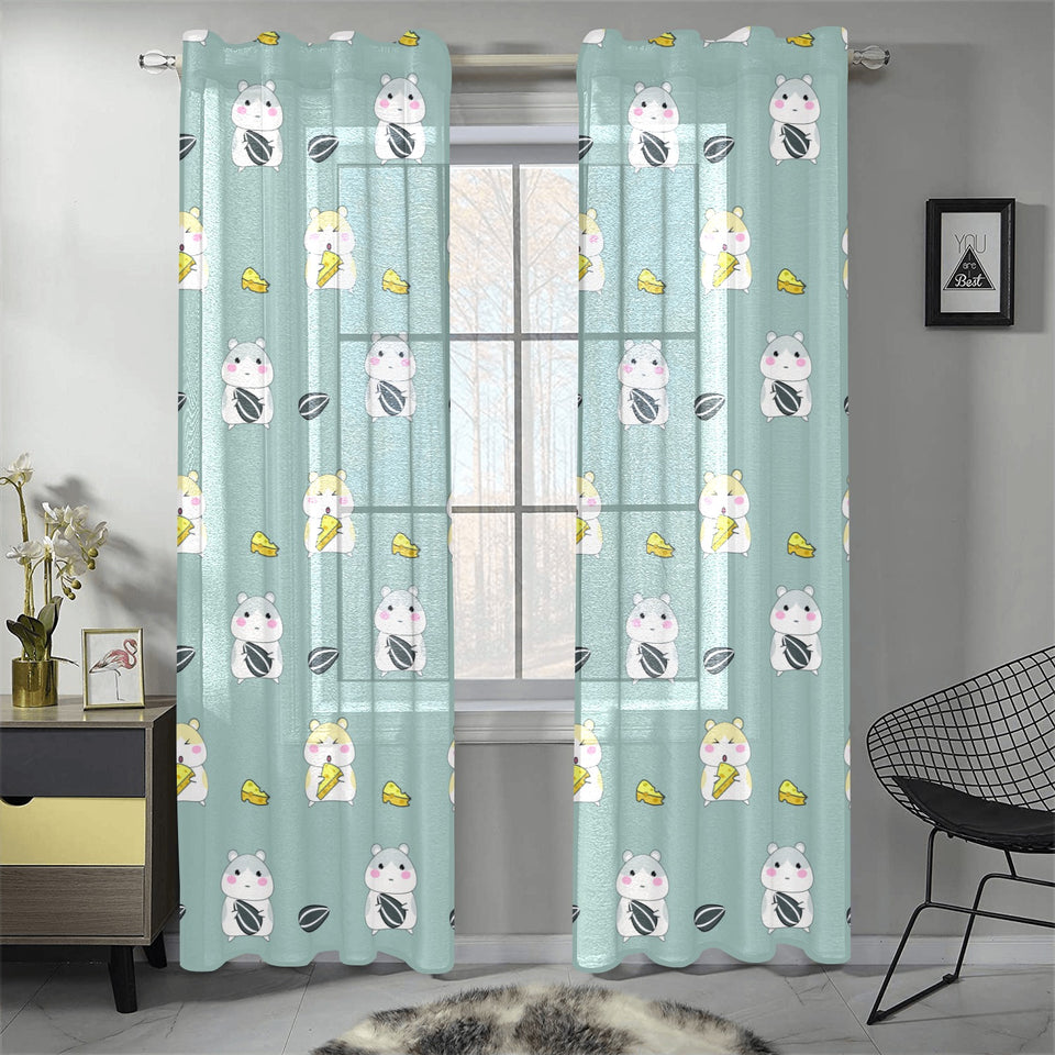 Cute hamster cheese pattern Gauze Curtain